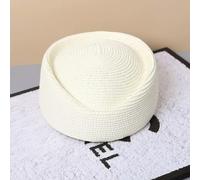 Fryloo Sombrero de Pescador Gorra Straw Beret Hat Women Retro Pillbox Party Wedding Teardrop Bridal Summer Stewardess Fashion Lightweight-white-55-58cm