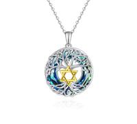 Fryneauy Árbol de la vida Hexagrama Estrella de David Cadenas 925 Plata de Ley Colgante Cristal Regalos para Mujeres Señoras DE1