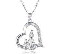 Fryneauy Collar para madre, con vista trasera, estilo de corazón, amor materno para madre y mujer