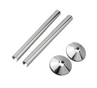 FRYSKYO 2 pcs Pipes Radiator Pipe Covers, Chrome Radiator Pipe Covers, 15Mm Diameter Snap-On Covers, with A Length of 200Mm, Thermostatic Radiator Valve Pipe Covers Sleeves & Collars(Silver)