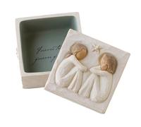 FRYSKYO Caja De Recuerdos De La Amistad, Pequeña Caja De Regalo De Joyería Vintage, Cajas Vintage Esculpidas Pintadas A Mano, Decorativa De Mesa, Estuche Organizador De Almacenamiento(A)