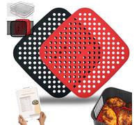 FRYUP® Alfombrillas Silicona Premium Freidora de Aire Cuadrada [21x21cm] [2 Unidades] - Compatible con COSORI y CECOTEC - 4,7L, 5,5L, 6,4L - Silicona Air Fryer - Accesorios Freidora Sin Aceite