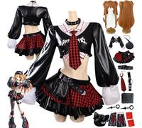 FRYWORK Anime Evangelion Asuka Langley Soryu Nueva Piel Disfraz de cosplay Juego de Rol Uniforme Conjunto Completo Halloween Carnaval Traje de vestir con Peluca para Mujeres (XL)