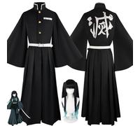 FRYWORK Anime Personaje Tokitou Muichirou Disfraz de cosplay Iguro Obanai Juego de Rol Uniforme Conjunto Completo Halloween Carnaval Traje de vestir con Peluca para Hombres (XL)