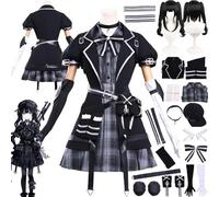 FRYWORK Personaje del Juego Kurobe Nanoka Disfraz de cosplay Juego de Rol Uniforme Conjunto Completo Halloween Fiesta Carnaval Traje de vestir con Peluca Sombrero para Mujeres (S)