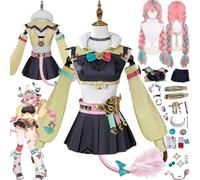 FRYWORK Personaje del Juego Varesa Disfraz de cosplay Durin Juego de Rol Uniforme Conjunto Completo Halloween Fiesta Carnaval Traje de vestir con Peluca Tocado Cola para Mujeres (XS)