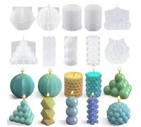 FRZXBKW 10 moldes for Velas de Burbujas for Hacer Velas, Incluye Molde de Rayas cuadradas, moldes de Yeso aromáticos Decorativos Abstractos geométricos a Rayas for decoración del hogar y Manualidades