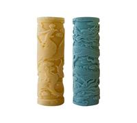 FRZXBKW 2 moldes de Silicona for Velas con diseño de dragón y fénix en 3D, moldes cilíndricos for Velas a Rayas, Molde de Resina for Hacer Chocolate, Yeso, aromaterapia, jabón
