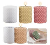 FRZXBKW 3 Piezas de Burbujas cilíndricas Vela Molde de Silicona jabón Cera Fondant Pastel de Chocolate Caramelo Molde for Hornear, Molde Redondo 3D Pilar Vela Molde moldes for Velas