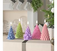 FRZXBKW Moldes de Silicona for árbol de Navidad 3D, 5 Piezas de moldes for Velas, moldes de Resina epoxi Hechos a Mano de Navidad, Molde de Silicona for Velas for jabón de Velas de Cera DIY