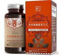 FS Curcuma | 180 Cápsulas de Cúrcuma y Pimienta Negra - 1350mg de Cúrcuma, 10mg de Pimienta Negra y 140mg de Jengibre por Porción | Suplemento de Curcumina | Sin OGM, Gluten ni Lácteos | Hecho en RU