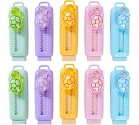 Fsahiuf 10 gomas de borrar retráctiles, diseño de tortuga con animales, goma de borrar retráctil, 4B, para niños, divertida, para invitados, estudiantes, oficina, cumpleaños infantiles
