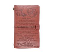 Fsahiuf Diario de piel con grabado romántico para esposa, con texto en inglés "I Love You Beyond Words", regalo de aniversario, regalo para niñas, tamaño A6, cuaderno de notas, color marrón