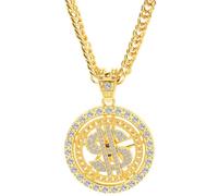 Fsahiuf Hip Hop Rapper Schmuck,Kette Dollar Zeichen,Rapper Kostüm Zubehör,Retro 80er 90er Disco Rock Star Outfit,Gold Halskette Pimp,Motto Party Karneval Fancy Kleid für Männer Frauen