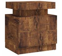 fsahslih Mesita de noche con aspecto de madera de roble ahumado, 45 x 35 x | La mesita de noche compacta en el dormitorio ofrece espacio de almacenamiento estructurado para libros y accesorios con una
