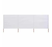 fsahslih Tela cortavientos de 3 piezas, 400 x 160 cm, color blanco arena, plegable, con 4 estacas de madera de 190 cm, protección visual estable y paravientos para camping, playa y jardín