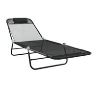 fsahslih Tumbona plegable negra 182 x 55 cm jardín tumbona acero | Tumbona ergonómica de jardín con respaldo ajustable y marco de acero plegable para patio, balcón y viajes.