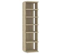 fsahslih Zapatero Sonoma roble 27,5 x 27 x 102 cm con 6 compartimentos | Armario alto estrecho de madera con 6 compartimentos abiertos para escalera, nicho y pequeño pasillo.
