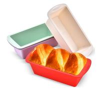 Fsaklaskdy 4 Piezas Moldes Reposteria, Mini Bizcocho Silicona Rectangular, 19.5 × 9.5 × 5.5 cm Moldes Reposteria Horno, Antiadherente Pan Molde, Freidora de Aire para Hornear Pan, Pasteles, Tostadas