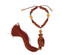 FSAKLPXOV Colgante de amuleto tallado en madera, tallado detallado en madera de melocotonero, amuleto auspicioso y protector para la decoración del automóvil, hermoso colgante retro zen con