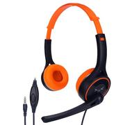 FSAKLPXOV Kids Headphone Stereo 3.5mm Jack, Foldable Wired Headset with Sharing Port for Smartphones, Tablets and Laptops, Noise Reduction Comfortable Earmuffs, Blue Orange