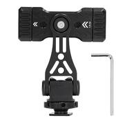 FSAKLPXOV Metal Cell Phone Tripod Mount Adapter, 360° Horizontal Rotation Phone Clamp with Rotatable Cold Shoe for Vlogging, Streaming and Smartphone Photography
