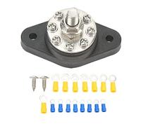 FSAKLPXOV Power Distribution Block 8 Terminal 3/8in M10, 12V-48V 160A Universal Bus Bar for Cars RVs Boats Trucks, Stainless Steel Studs with Brass Terminals