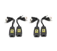 FSAKLPXOV Transmisor balun 3 en 1 de alimentación, video y audio, par de 2, balun de video HD-CVI/AHD/TVI/CVBS con audio y alimentación a través del coaxial, balun para cámaras de seguridad