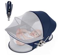 FSATBTNE Moisés de viaje portátil para bebés de 0 a 5 meses, cuna de viaje para exteriores, tumbona de bebé, cama de viaje para bebés con mosquitera y toldo para el sol, ligero, lavable y plegable