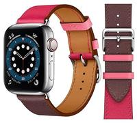 Fsavlroy Correa de Reloj Compatible con Apple Watch 40mm 41mm 42mm 44mm 45mm 46mm 49mm Correas de Repuesto de Cuero Genuino Pulsera para iWatch Serie 11 10 9 8 7 6 5 4 SE Hombres Mujeres