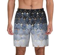 FSCEV Blue Hexagons and Diamonds - Pantalones cortos de natación para hombre con forro de compresión elástico, Negro, M corto