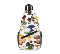 FSCEV Bolsa de pecho cruzada con diseño de hongos japoneses, hombro diagonal, senderismo, informal, para hombres y mujeres