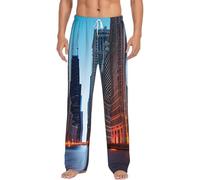 FSCEV Chicago Illinois USA - Pantalones de pijama para hombre, ropa de descanso, relajado, para dormir durante la noche, fin de semana perezoso, blanco, L