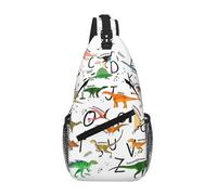 FSCEV Elegante mochila de aprendizaje de alfabetos con dinosaurios cruzados en el pecho diagonalmente para senderismo, informal, para hombres y mujeres