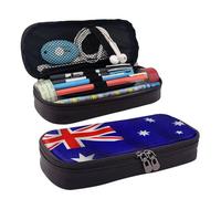 FSCEV Estuche de cuero con bandera australiana para lápices, papelería, portátil, multifuncional, bolsa de almacenamiento, suministros de la Academia