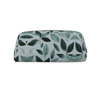 FSCEV Estuche para lápices y lápices con diseño de hojas color gris menta, bolsa de almacenamiento para oficina, bolsa de almacenamiento diario, Silver, Talla única, Organizador de bolsas