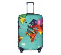 FSCEV - Funda para maleta con ruedas, diseño de mapa del mundo (45,7 a 81,3 cm), diseño de mapa del mundo, blanco, large