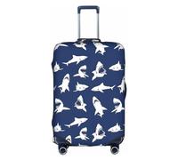 FSCEV Funda protectora para maleta, varios patrones de peces marinos, para viajes de negocios, de 18 a 32 pulgadas, White, XL