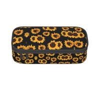 FSCEV Golden Sunflowers - Estuche para lápices de gran capacidad para oficina, bolsa de almacenamiento grande, Black, Talla única, Organizador de bolsas