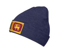 FSCEV Gorro de punto con la bandera de Sri Lanka, ligero y cálido, clásico con puños, gorro cálido y elegante para invierno, azul marino, Talla única