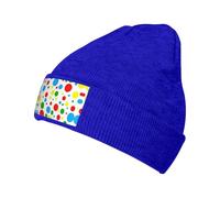 FSCEV Gorro de punto de lunares coloridos, ligero y cálido, clásico con puños, gorro de invierno cálido y elegante, azul, Talla única