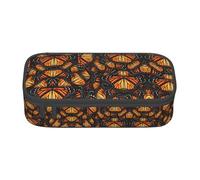 FSCEV Heaps of Orange Monarch Butterflies - Estuche de gran capacidad para lápices, bolsa de almacenamiento grande para oficina, Black, Talla única, Organizador de bolsas