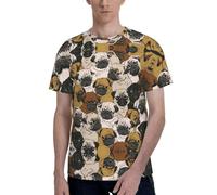 FSCEV Imagen De Pug - Camiseta de manga corta para hombre, camiseta básica para adultos, atlética, correr, gimnasio, Negro, 3XL