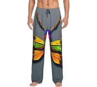 FSCEV Lindos pantalones de pijama para hombre, diseño de libélula, ropa de descanso, relajado, para dormir, para el fin de semana perezoso, Negro, M
