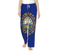 FSCEV New Hampshire State Flag - Pantalones de pijama de franela para mujer, ropa casual, relajante, para dormir en casa, Negro, 5XL