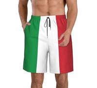 FSCEV Pantalones cortos de playa para hombre, diseño de bandera italiana, para natación, casual, suelto, surf, con bolsillos, secado rápido, blanco, M corto