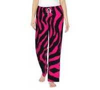 FSCEV Pantalones de pijama de franela para mujer, diseño de cebra, tigre, leopardo, color rojo, ropa casual, relajante, para dormir en casa, Negro, 4XL