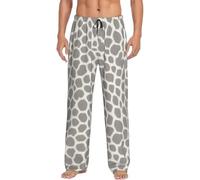 FSCEV Pantalones de pijama para hombre, diseño de leopardo, color marrón, ropa de descanso relajada, para dormir y para el fin de semana perezoso, Negro, M
