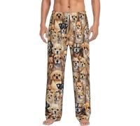 FSCEV Pantalones de pijama para hombre Labrador Retriever Dogs Essentials Ropa de descanso relajado para dormir durante la noche y fin de semana perezoso, blanco, L