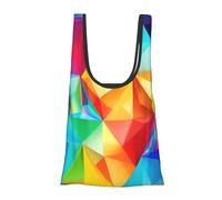 FSCEV Rainbow - Bolsa de compras reutilizable con diseño geométrico, organizador multiusos